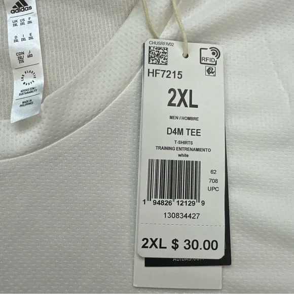 NEW Men's Adidas 2XL Designed 4 Movement White Tee Shirt Size XXLarge MSRP $30 - Picture 4 of 7